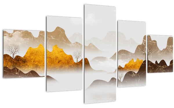 Obraz - Hory v mlze (125x70 cm)