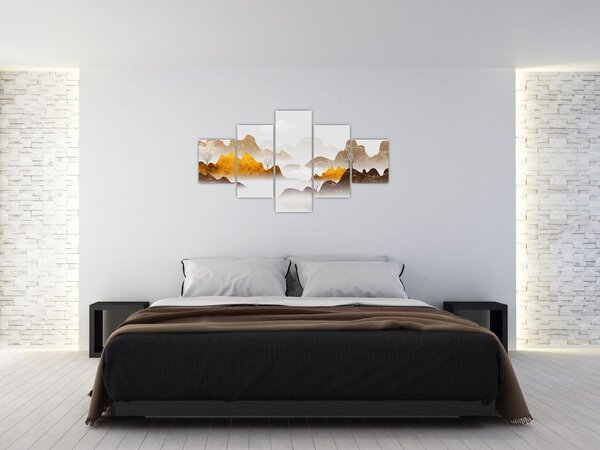 Obraz - Hory v mlze (125x70 cm)