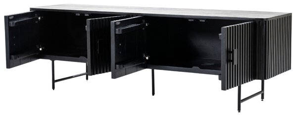 -25 % Dny MOMENTI– Eleonora Černý dřevěný TV stolek Remi 170 x 45 cm