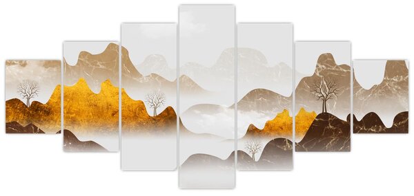 Obraz - Hory v mlze (210x100 cm)