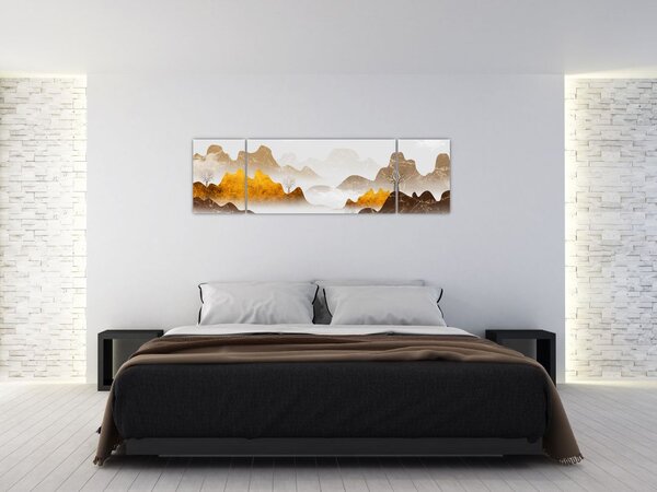 Obraz - Hory v mlze (170x50 cm)