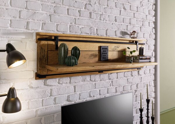 IRON Nástěnná police Mango 140x25x38 přírodní lak