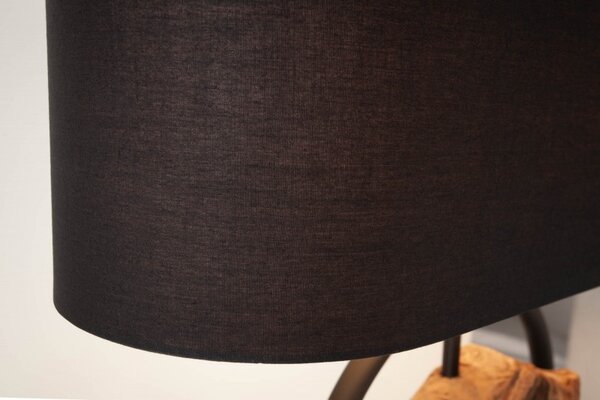 Moderní černá stolní lampa Elements s dřevěnými prvky 58cm