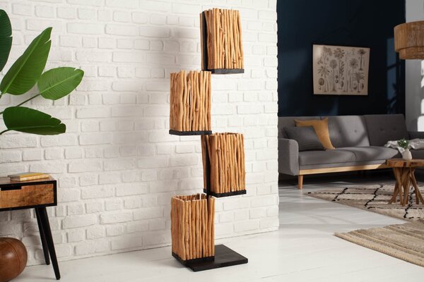 Koloniální vysoká stojací lampa Euphoria z naplaveného dřeva 154cm