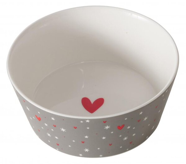Boltze Home Collections Miska na cereálie Anella šedá se srdíčky