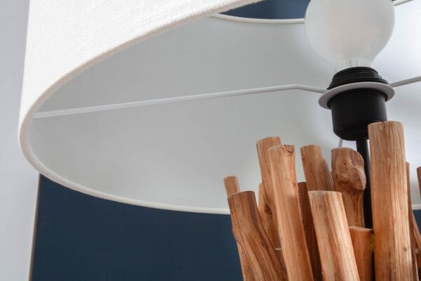 Koloniální vysoká stojící dřevěná lampa Sttudgai s odkládacím prostorem 153cm
