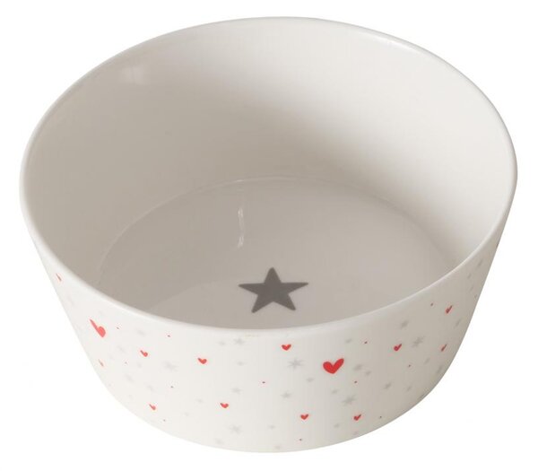 Boltze Home Collections Miska na cereálie Anella bílá se srdíčky