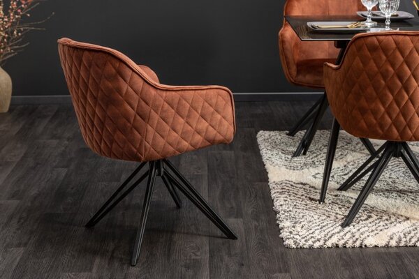 Moderní hnědá otočná židle Marmol s kovovými nohami 82cm