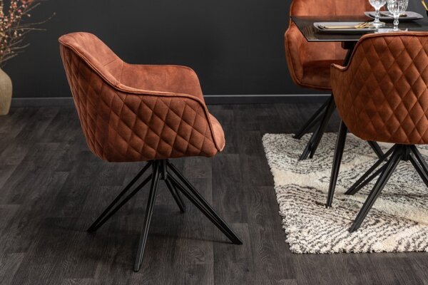 Moderní hnědá otočná židle Marmol s kovovými nohami 82cm