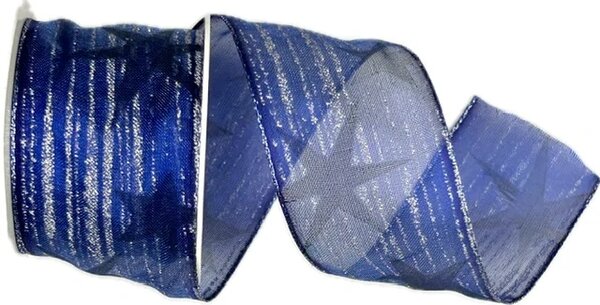 Vánoční stuha organzová BLUE STARS 40mm x 2m (14,-Kč/m)