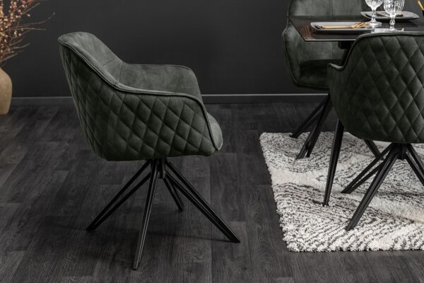 Moderní zelená sametová židle Marmol s černými nohami z kovu 82cm