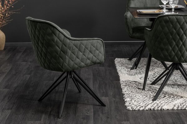 Moderní zelená sametová židle Marmol s černými nohami z kovu 82cm
