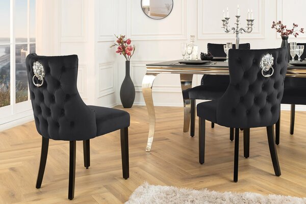 2SET židle CASTLE DELUXE II S RUKOJETÍ černá samet Nábytek | Jídelní prostory | Jídelní židle | Klasické