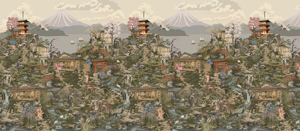 Fototapeta Obraz vesnice, Fototapety s japonskou zahradou, Populární fototapety - Tapeko.co.cz