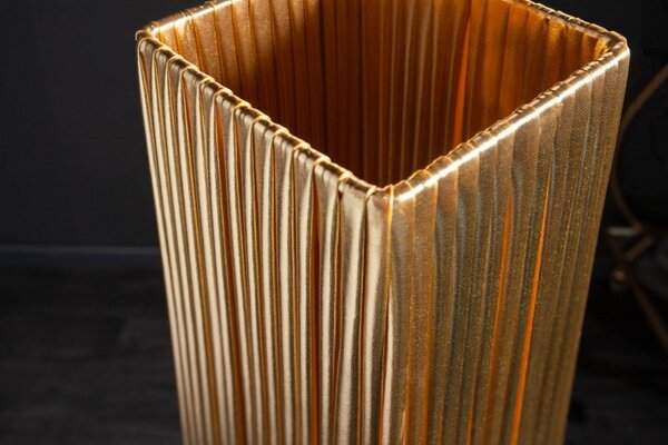 Moderní stojací lampa Paris s látkovým stínítkem zlaté barvy 120cm