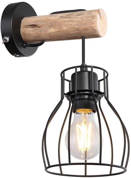 Globo Lighting Mina nástěnné svítidlo 1x40 W černá-dřevo 15326NW