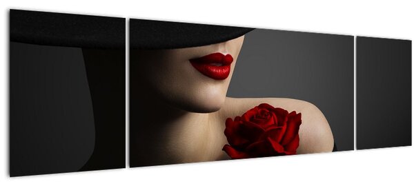 Obraz - Žena s růží (170x50 cm)
