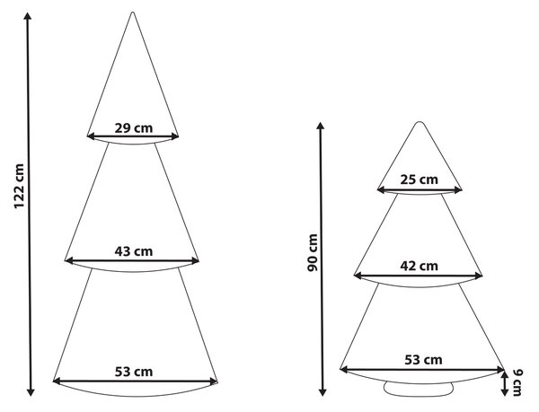 Sada 2 vánočních dekorací VEFSNA Vánoční stromek 90/122 cm Béžová/Zelená