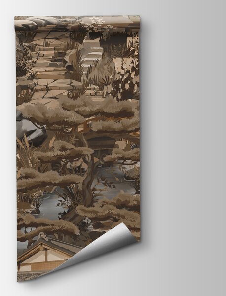 Fototapeta Krajina s horou a jezerem, Fototapety s japonskou zahradou, Populární fototapety - Tapeko.co.cz