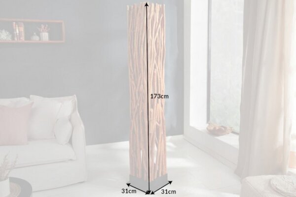 Venkovská stylová stojací lampa Euphoria z masivního dřeva 178cm