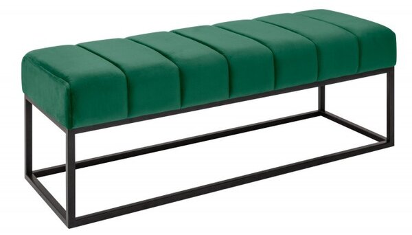 Retro stylová lavice Taxil se smaragdových potahem ze sametu 110cm