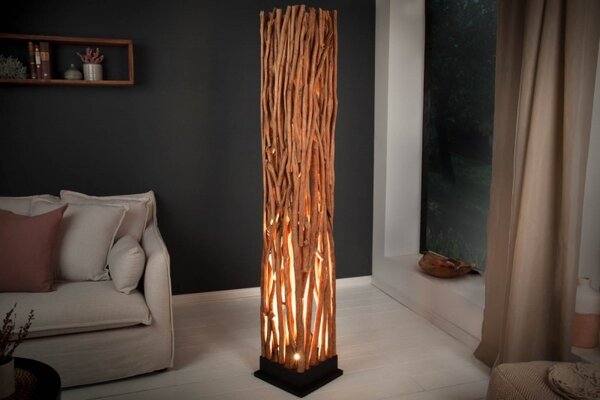 Venkovská stylová stojací lampa Euphoria z masivního dřeva 178cm