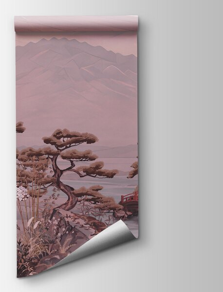 Fototapeta Obraz krajiny s horou a stromy, Fototapety s japonskou zahradou, Populární fototapety - Tapeko.co.cz