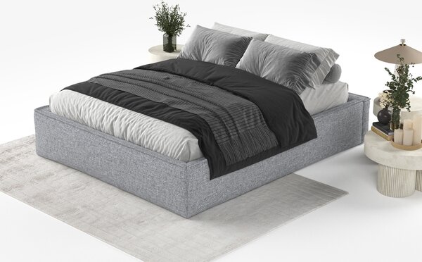 Maison de Rêve Šedá čalouněná dvoulůžková postel ALVAR L 140 x 200 cm s úložným prostorem
