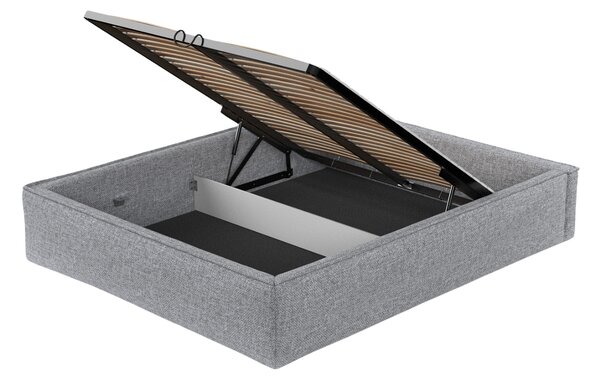 Maison de Rêve Šedá čalouněná dvoulůžková postel ALVAR L 140 x 200 cm s úložným prostorem