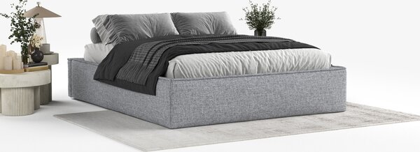 Maison de Rêve Šedá čalouněná dvoulůžková postel ALVAR L 140 x 200 cm s úložným prostorem