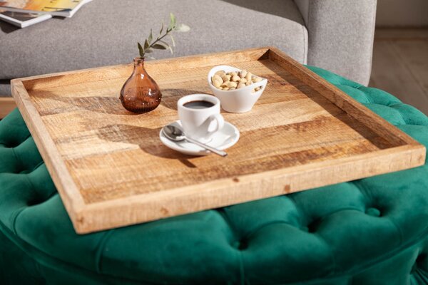 Masivní designový hnědý podnos Makassar z masivního mangového dřeva 50cm