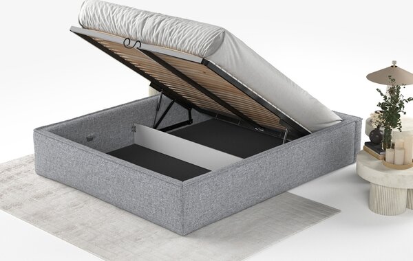 Maison de Rêve Šedá čalouněná dvoulůžková postel ALVAR L 140 x 200 cm s úložným prostorem