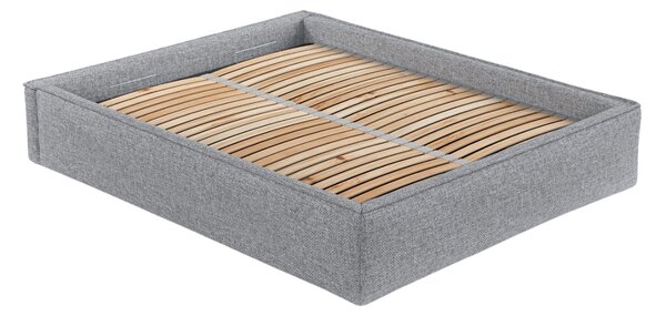 Maison de Rêve Šedá čalouněná dvoulůžková postel ALVAR L 140 x 200 cm s úložným prostorem