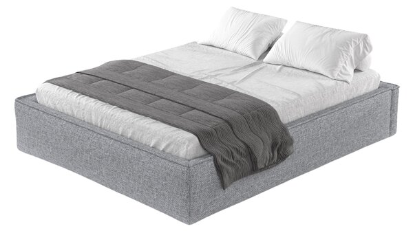 Maison de Rêve Šedá čalouněná dvoulůžková postel ALVAR L 140 x 200 cm s úložným prostorem