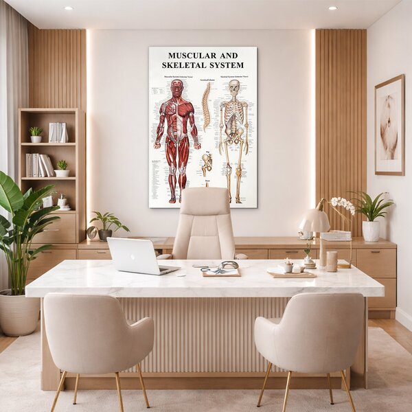 DUBLEZ | Dřevěný obraz - Anatomický kostrovo-svalový systém | UV tisk, Premium