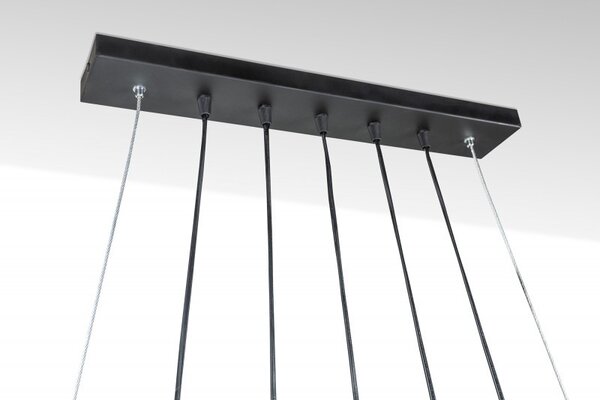 Industriální závěsná lampa Elegans ze dřeva s pěti stínítky 115cm
