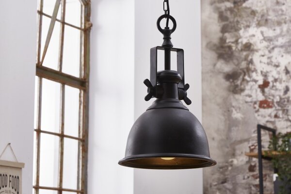 Industriální závěsná lampa Castor v černé barvě z kovu 45cm
