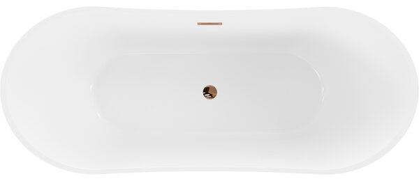 Mexen Celia, volně stojící vana 170 x 75 cm, bílá-černá, růžové zlato přepad, 52331707575-60