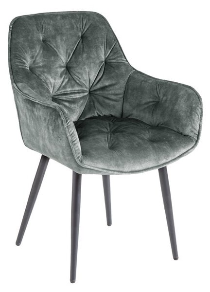 Retro designové šedozelené čalouněné křeslo Milano s opěrkami na ruce 84cm