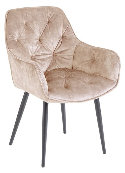 Retro designová béžová čalouněná jídelní židle Milano s područkami 84cm
