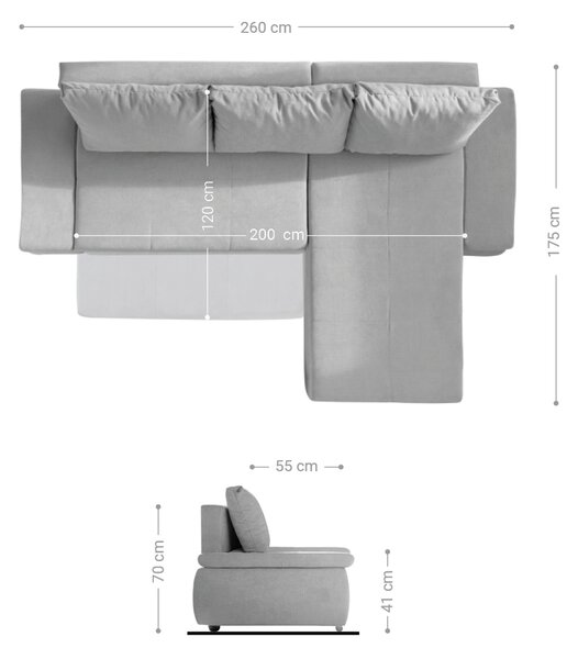DELIFE Rohová pohovka Abilene 260x175 cm hnědá variabilní lenoška s funkcí rozkladu