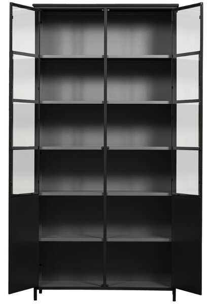 WOOOD Černá kovová vitrína Merrick 200 x 99 cm