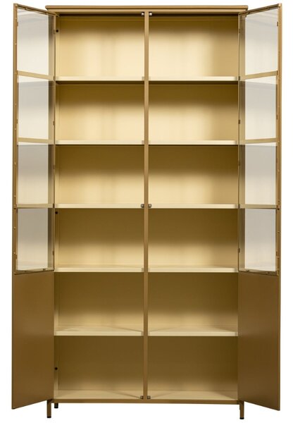 WOOOD Medově žlutá kovová vitrína Merrick 200 x 99 cm
