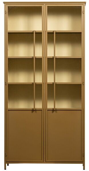 WOOOD Medově žlutá kovová vitrína Merrick 200 x 99 cm
