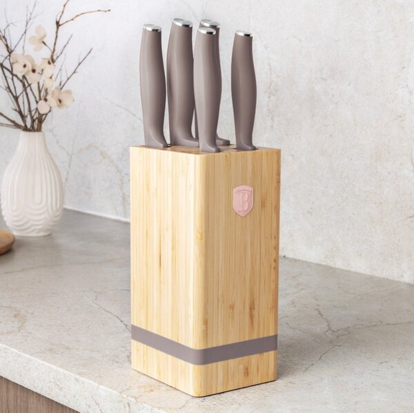 Sada nožů se stojanem BAMBOO 6 ks Taupe Collection