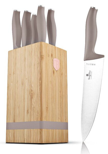 Sada nožů se stojanem BAMBOO 6 ks Taupe Collection