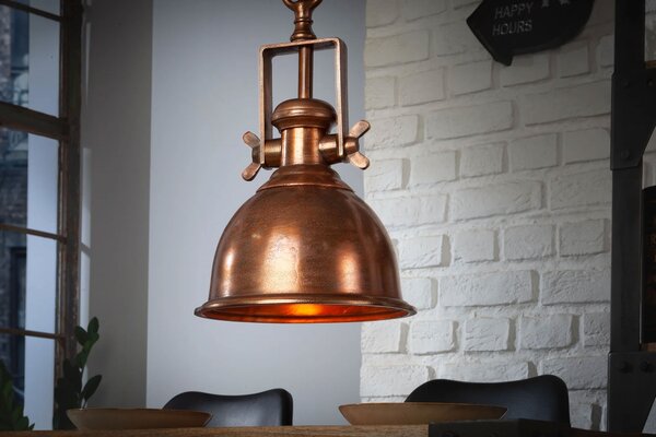 Industriální závěsná lampa Manilla v měděné barvě z kovu 45cm