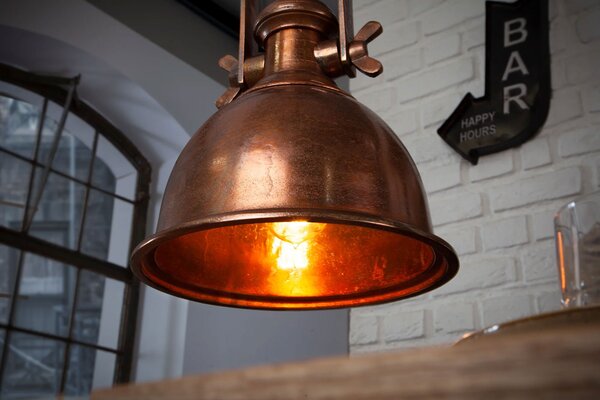 Industriální závěsná lampa Manilla v měděné barvě z kovu 45cm