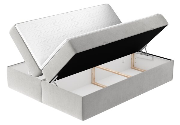 Maison de Rêve Světle béžová sametová postel boxspring ASH 140 x 200 cm