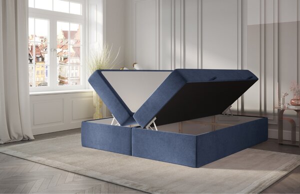 Maison de Rêve Modrá sametová postel boxspring ASH 140 x 200 cm